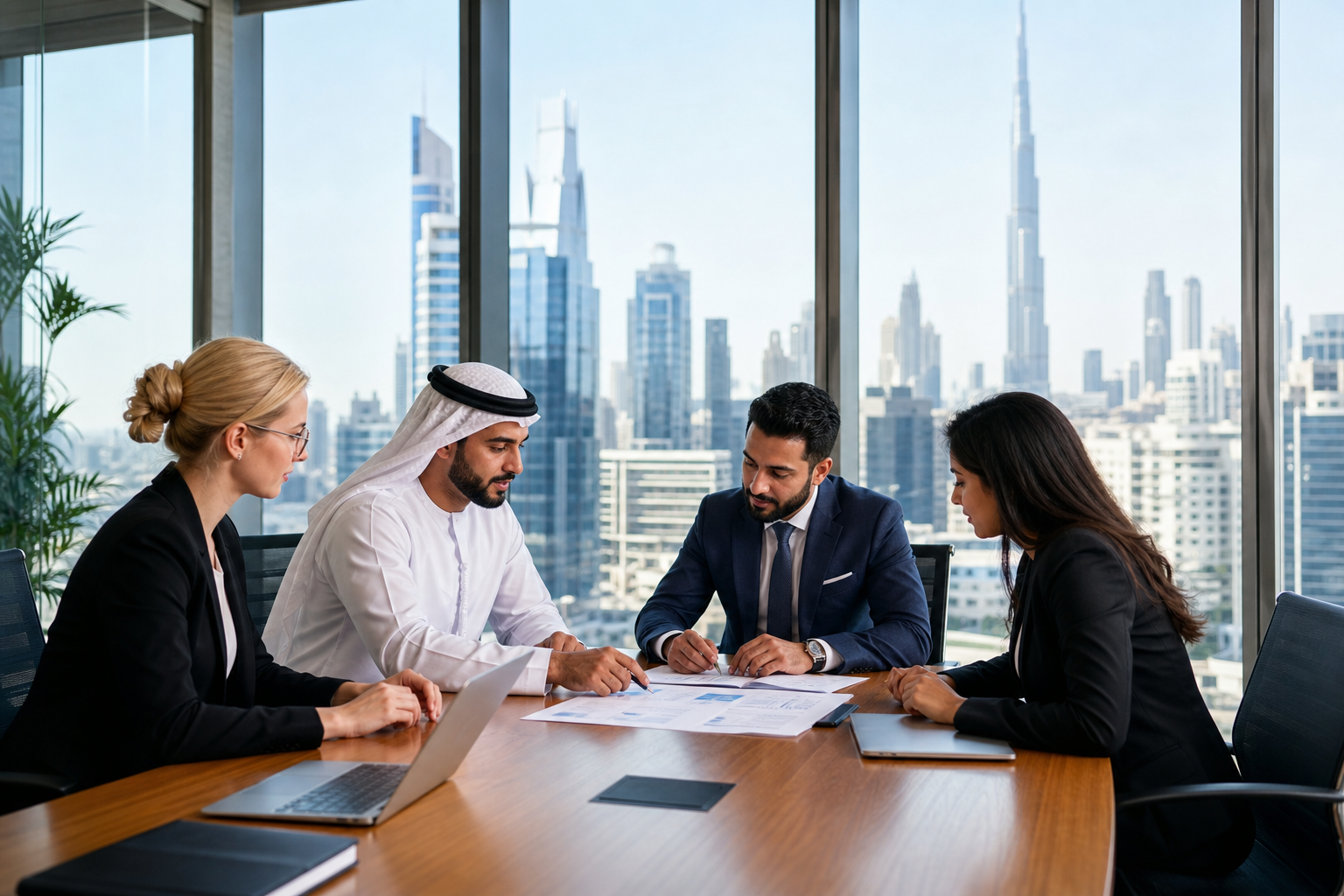 Business consultants meeting in a Dubai office